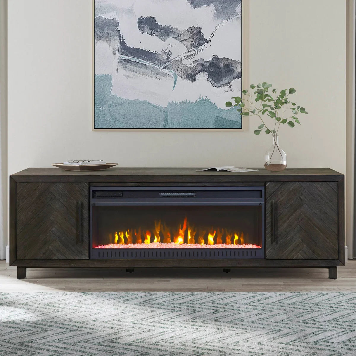 Parker 80” TV Console with Electric Fireplace