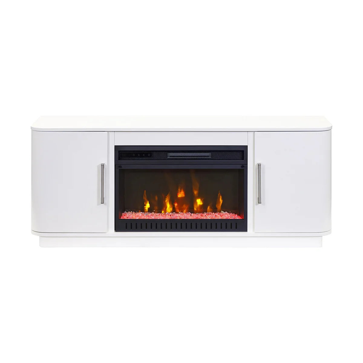 Urban TV Console with Electric Fireplace, White