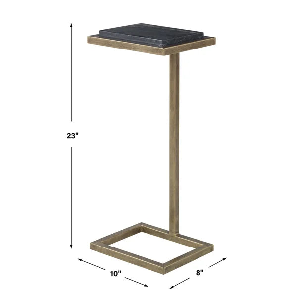 Cailin 23" Side Table, Black Marble