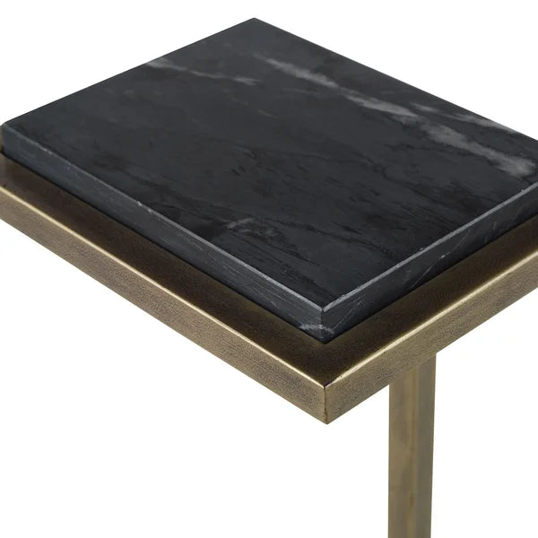 Cailin 23" Side Table, Black Marble