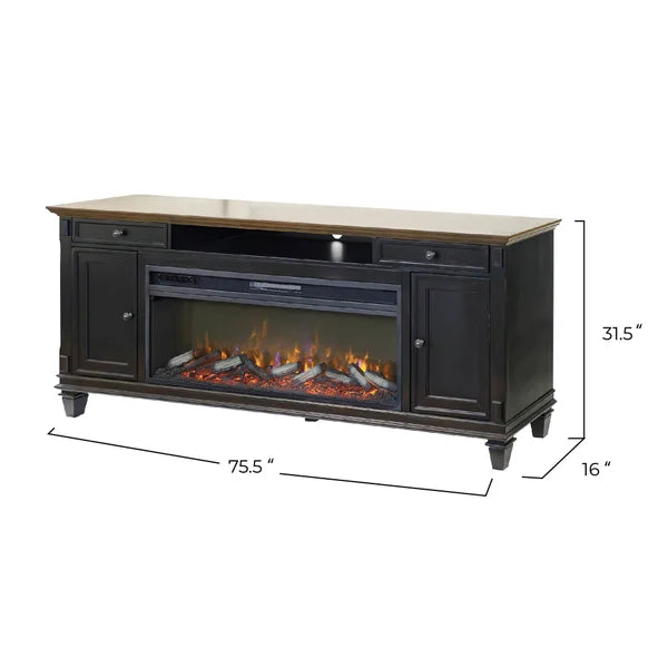Harrington 75.5” TV Console with Electric Fireplace