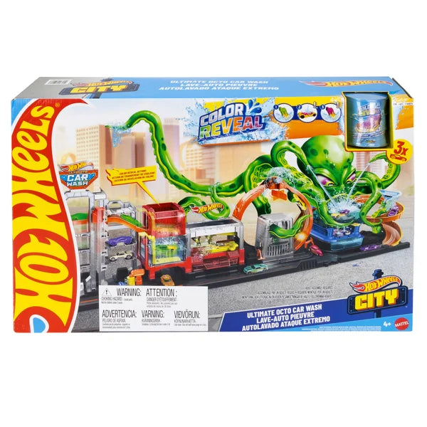 Hot Wheels Octo Carwash and 3 Color Reveal Cars