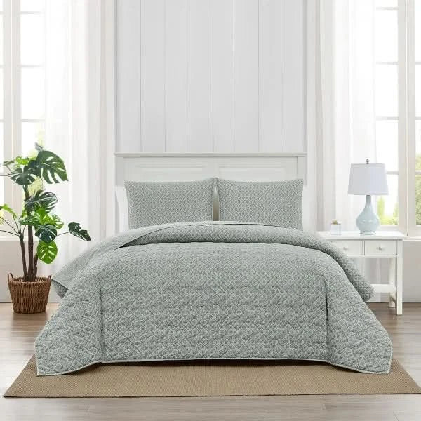 Caro Home 3-piece Cotton Quilt Set, Priya Sage
