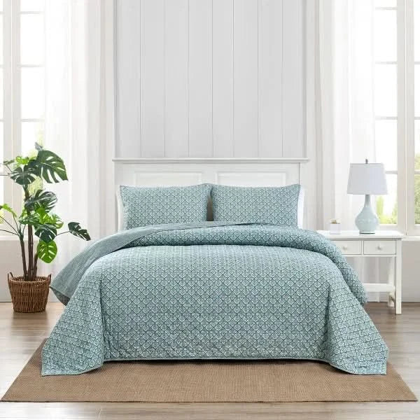 Caro Home 3-piece Cotton Quilt Set, Daveena Grass