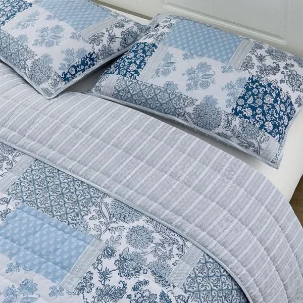 Caro Home 3 Piece Cotton Quilt Set, Mahika Patchwork
