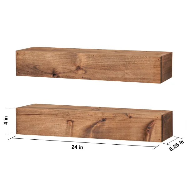 TRINITY Farmhouse Floating Shelf in Walnut, 2-pack