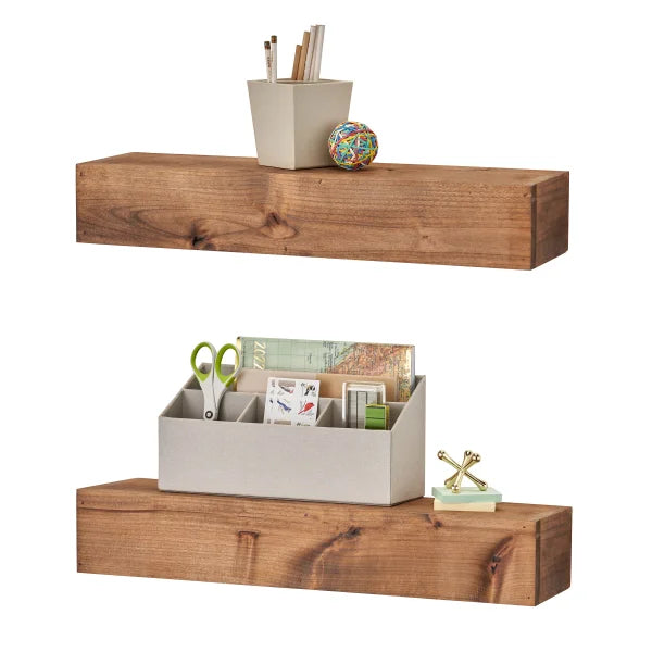 TRINITY Farmhouse Floating Shelf in Walnut, 2-pack