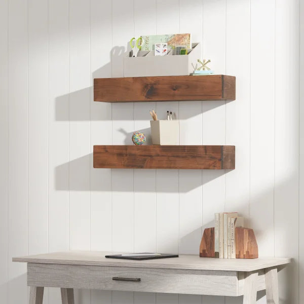 TRINITY Farmhouse Floating Shelf in Walnut, 2-pack