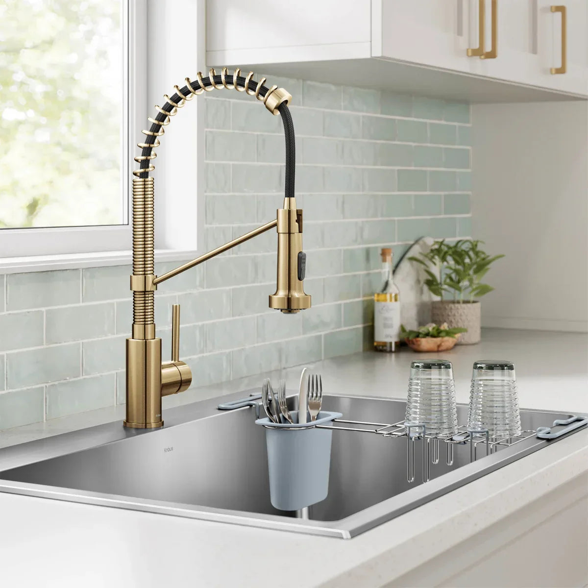 KRAUS 33" Top Mount Single Bowl Kitchen Sink with Commercial Pull Down Faucet