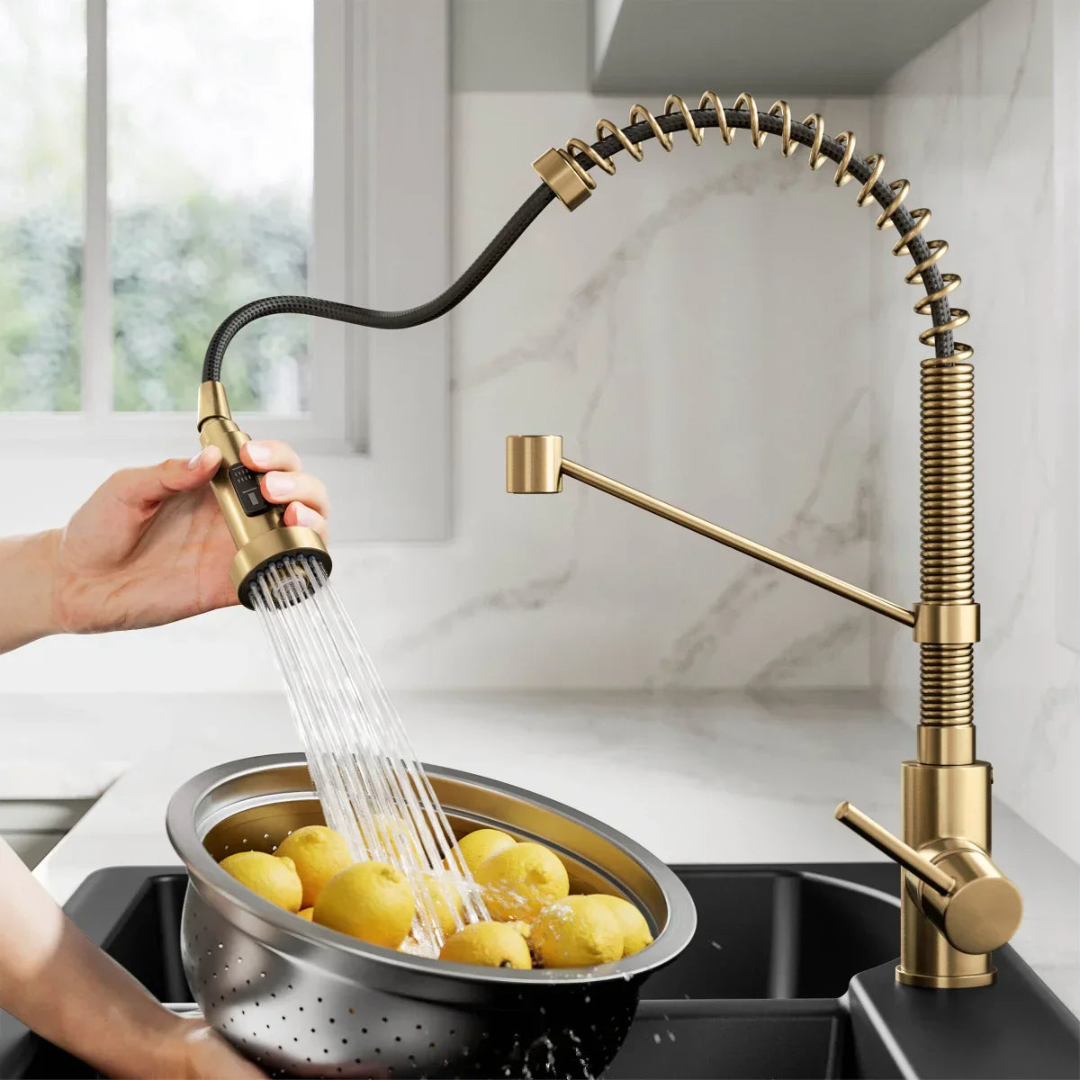 KRAUS 33" Top Mount Single Bowl Kitchen Sink with Commercial Pull Down Faucet