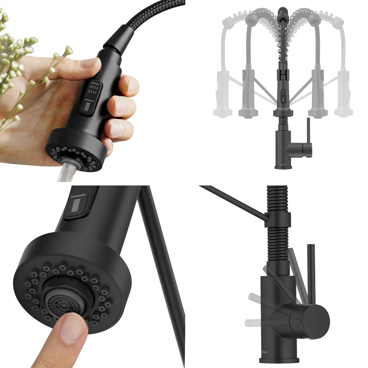 KRAUS 33" Top Mount Single Bowl Kitchen Sink with Commercial Pull Down Faucet