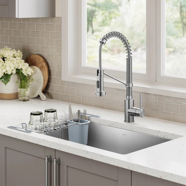 KRAUS 32” Undermount Single Bowl Kitchen Sink with Commercial Pull Down Faucet