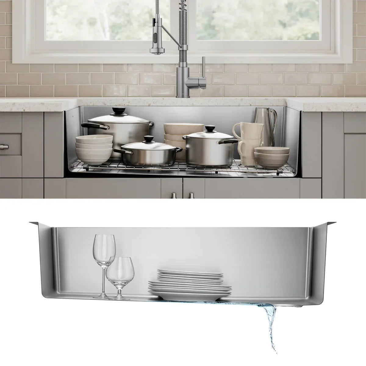 KRAUS 32” Undermount Single Bowl Kitchen Sink with Commercial Pull Down Faucet
