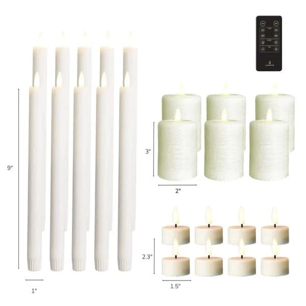 LumiPur Signature 25-Piece Flameless LED Candles Centerpiece Collection with Remote