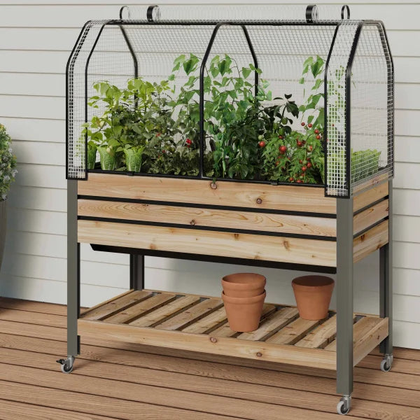 CedarCraft Self-watering Slat Planter 21" x 47" x 32" with Shelf