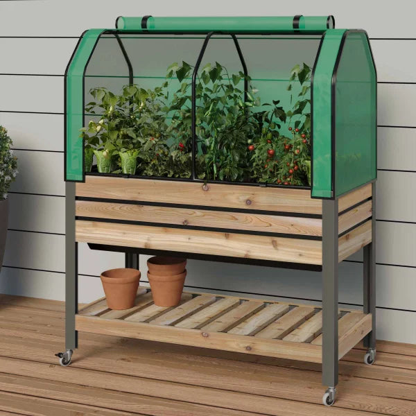 CedarCraft Self-watering Slat Planter 21" x 47" x 32" with Shelf
