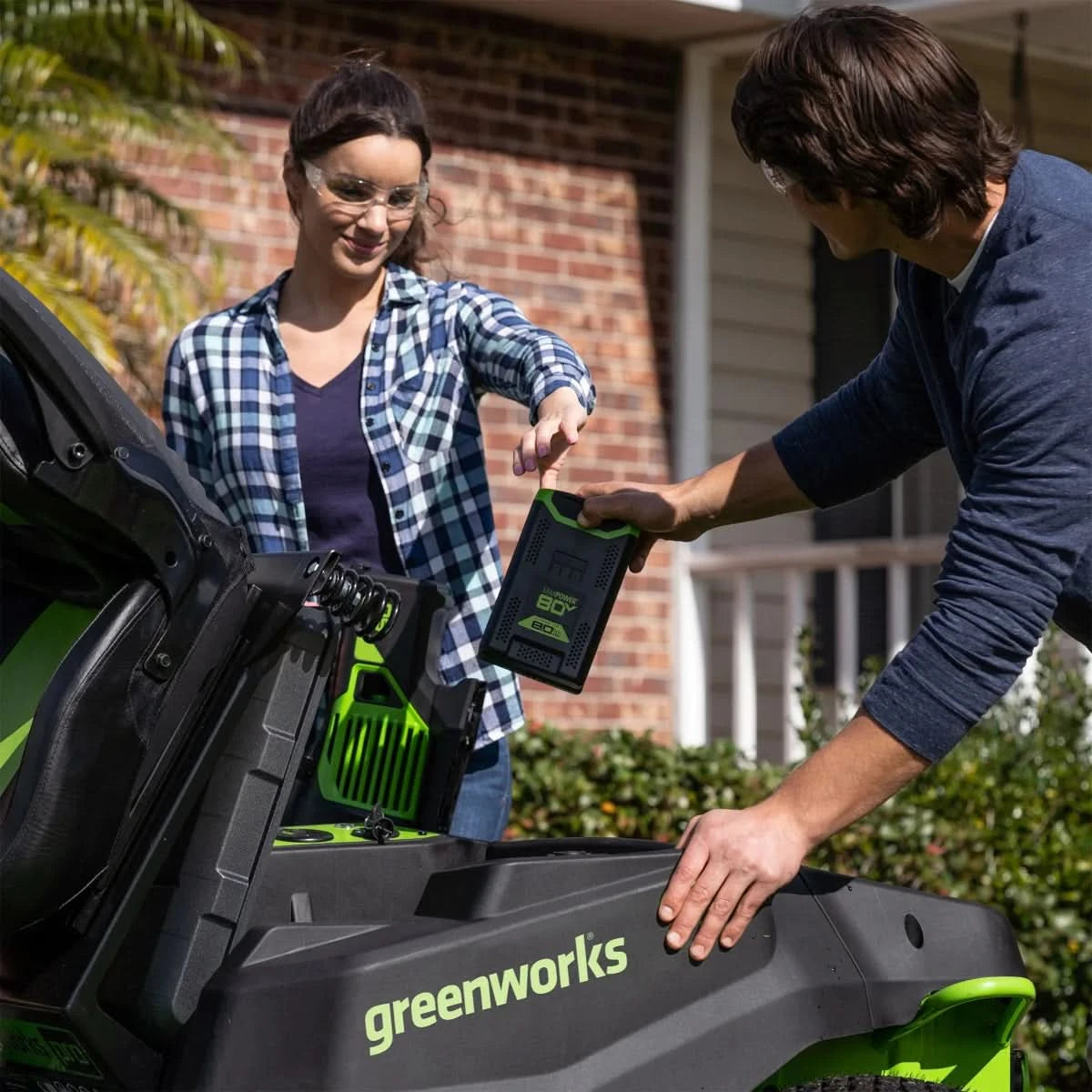 Greenworks 80V 42" Ride-on Tractor Mower w/ (6) 8Ah Batteries, 1.5kW Charger, and Bagger