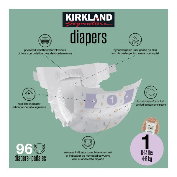 Kirkland Signature Diaper Size 1, 96-count