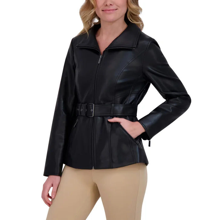 Kenneth Cole Women's Belted Faux Leather Jacket
