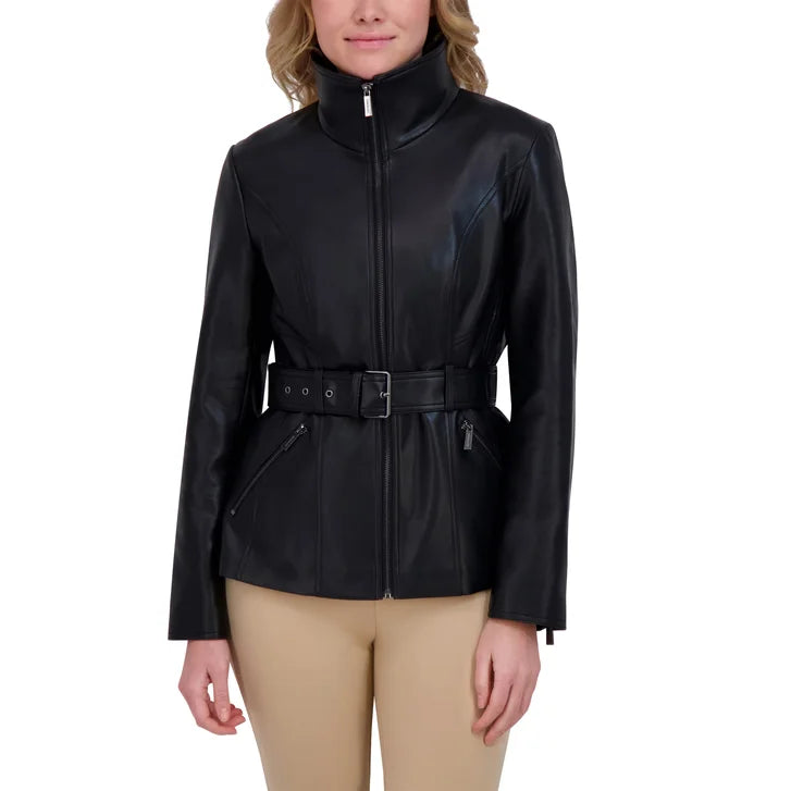 Kenneth Cole Women's Belted Faux Leather Jacket