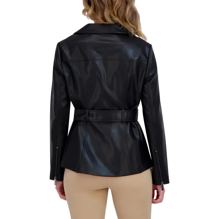 Kenneth Cole Women's Belted Faux Leather Jacket
