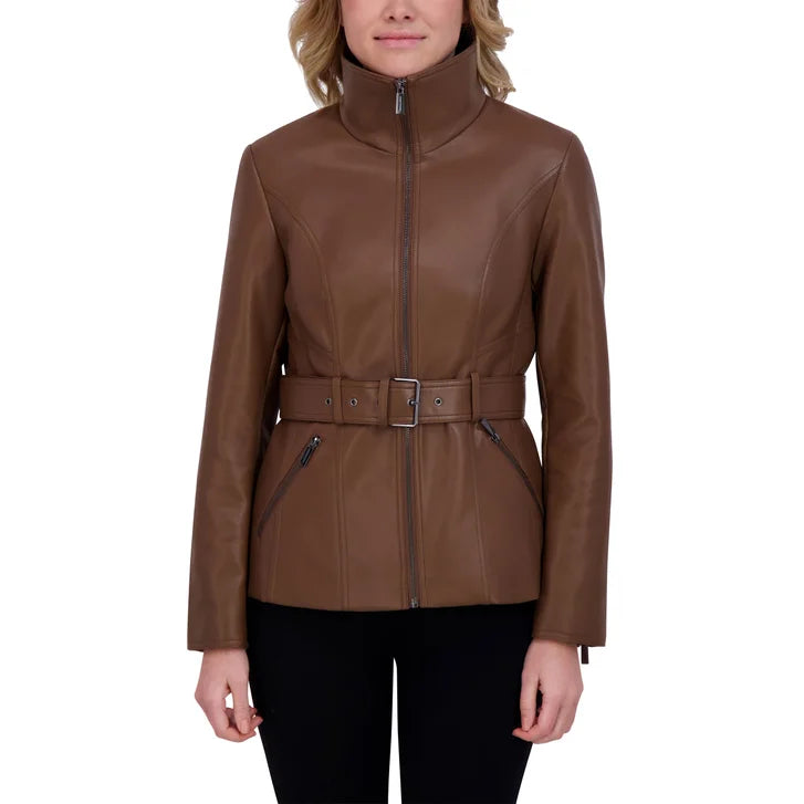 Kenneth Cole Women's Belted Faux Leather Jacket