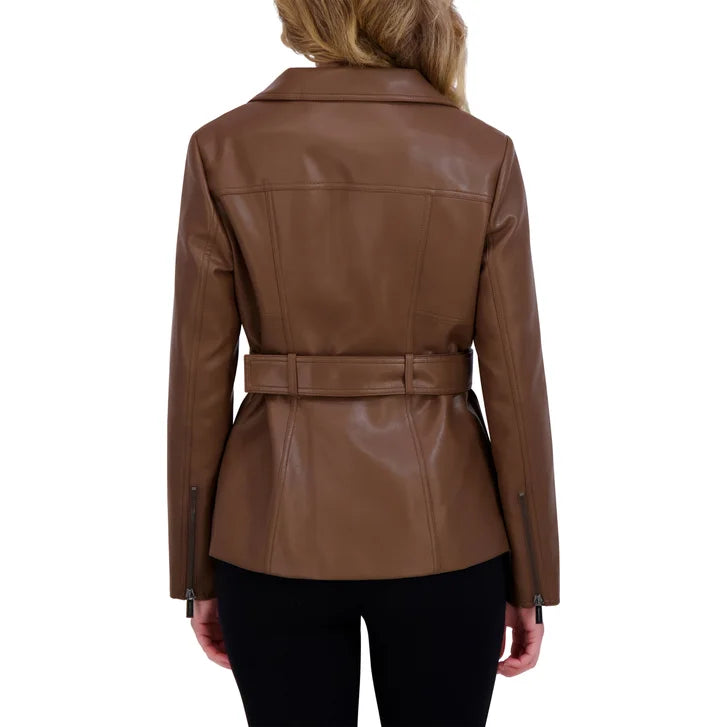 Kenneth Cole Women's Belted Faux Leather Jacket