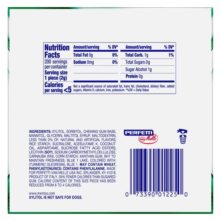 Mentos Pure Fresh Sugar Free Gum, Spearmint, 50 Pieces, 4-count