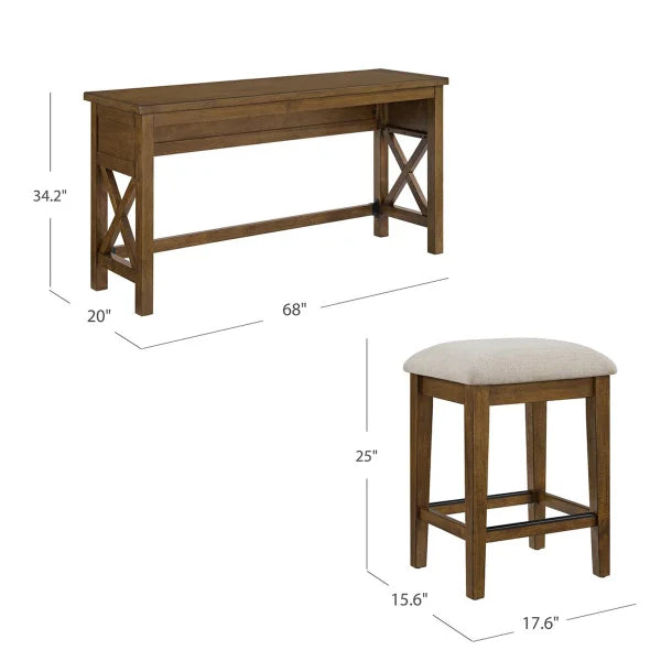 Lathan Sofa Table and 3 Stools