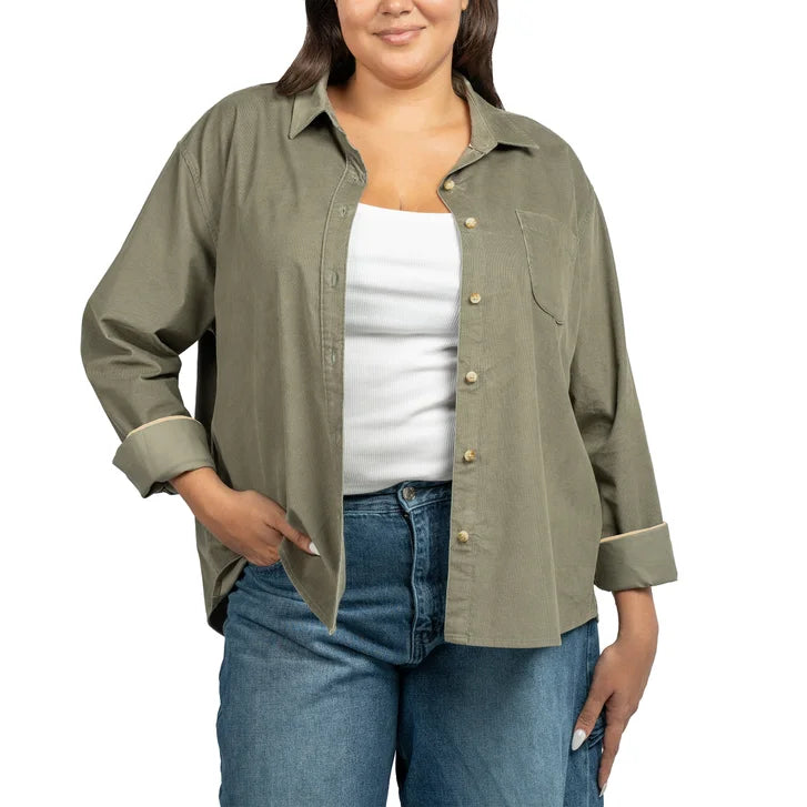 Jachs Girlfriend Women's Mini Corduroy Button Up Shirt