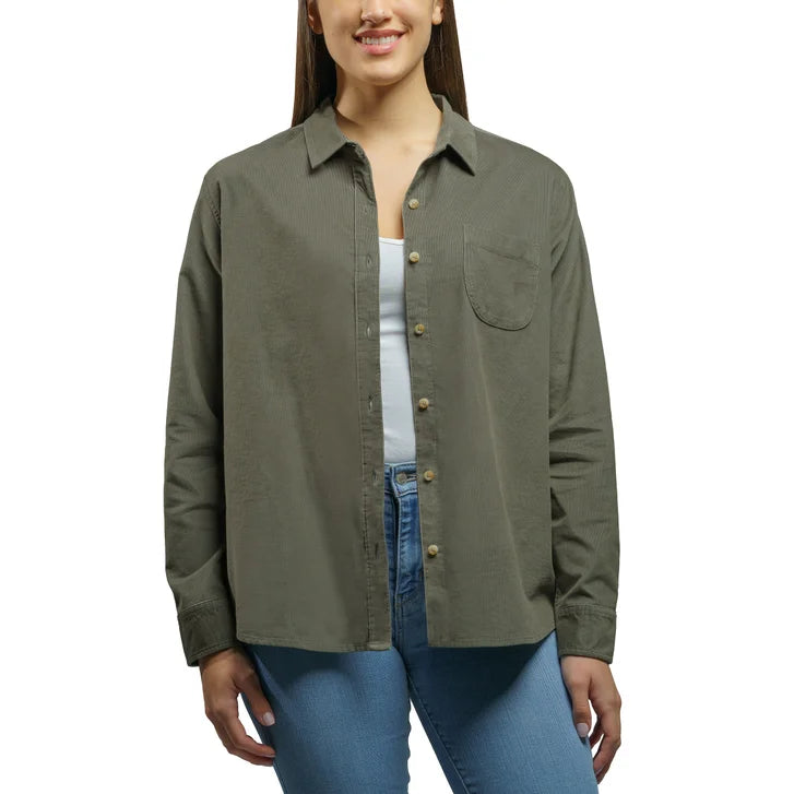 Jachs Girlfriend Women's Mini Corduroy Button Up Shirt