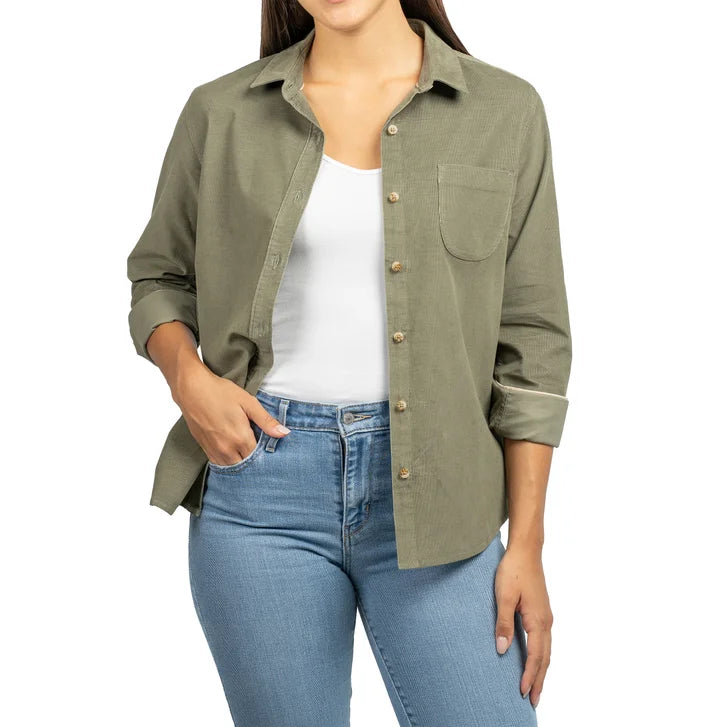 Jachs Girlfriend Women's Mini Corduroy Button Up Shirt