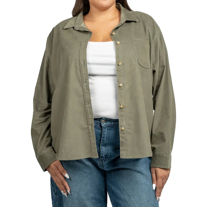 Jachs Girlfriend Women's Mini Corduroy Button Up Shirt