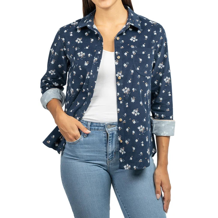 Jachs Girlfriend Women's Mini Corduroy Button Up Shirt