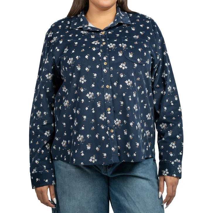 Jachs Girlfriend Women's Mini Corduroy Button Up Shirt