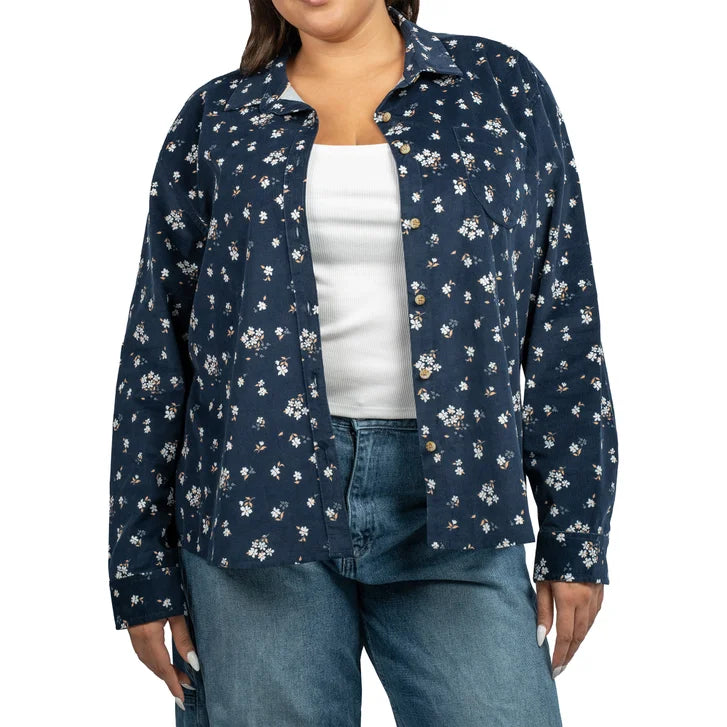 Jachs Girlfriend Women's Mini Corduroy Button Up Shirt