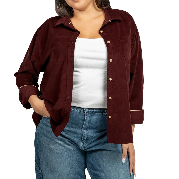 Jachs Girlfriend Women's Mini Corduroy Button Up Shirt