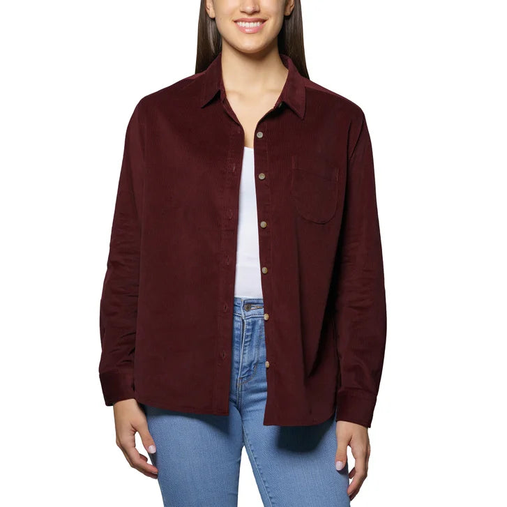 Jachs Girlfriend Women's Mini Corduroy Button Up Shirt