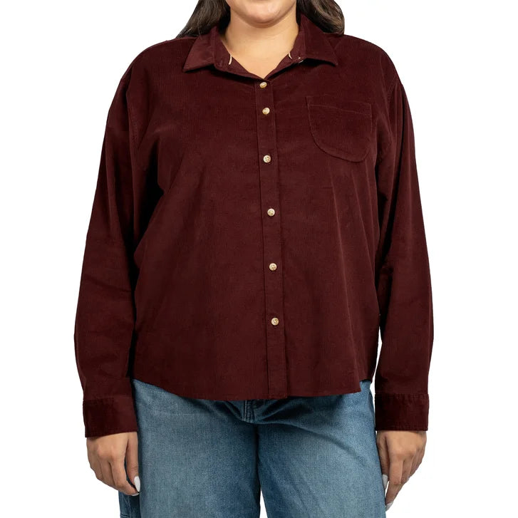 Jachs Girlfriend Women's Mini Corduroy Button Up Shirt