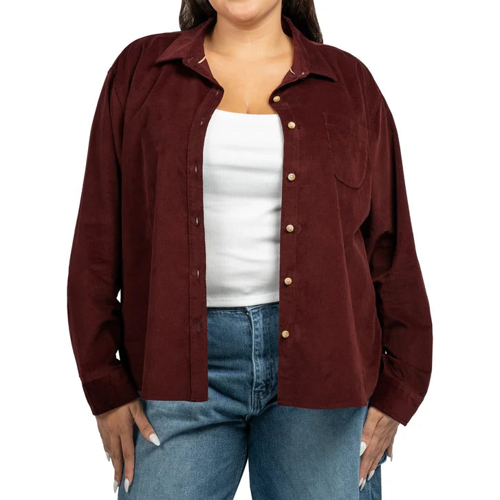 Jachs Girlfriend Women's Mini Corduroy Button Up Shirt