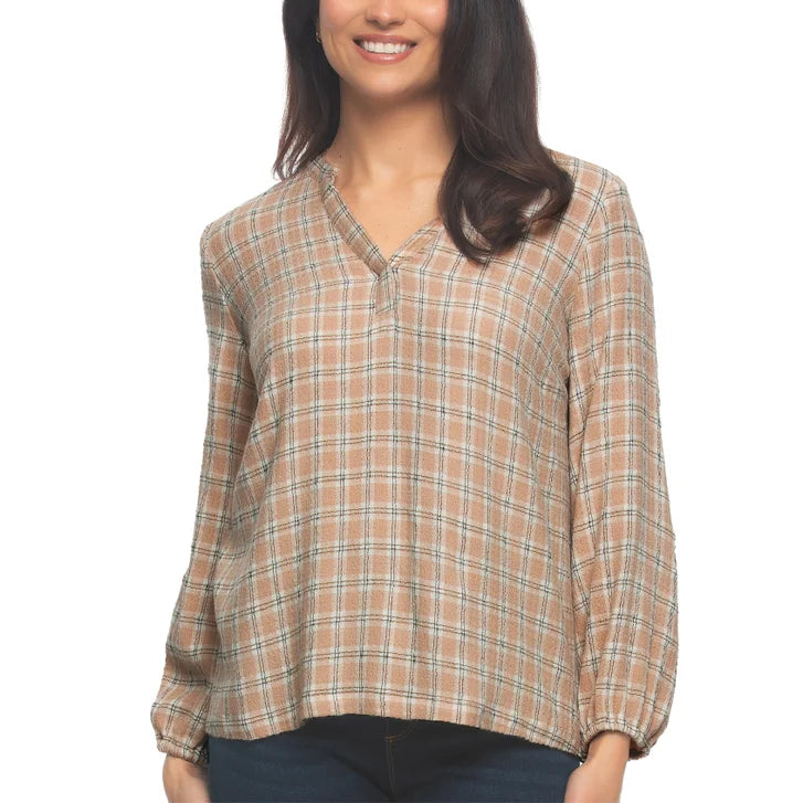 Felina Women's Lurex Plaid Top
