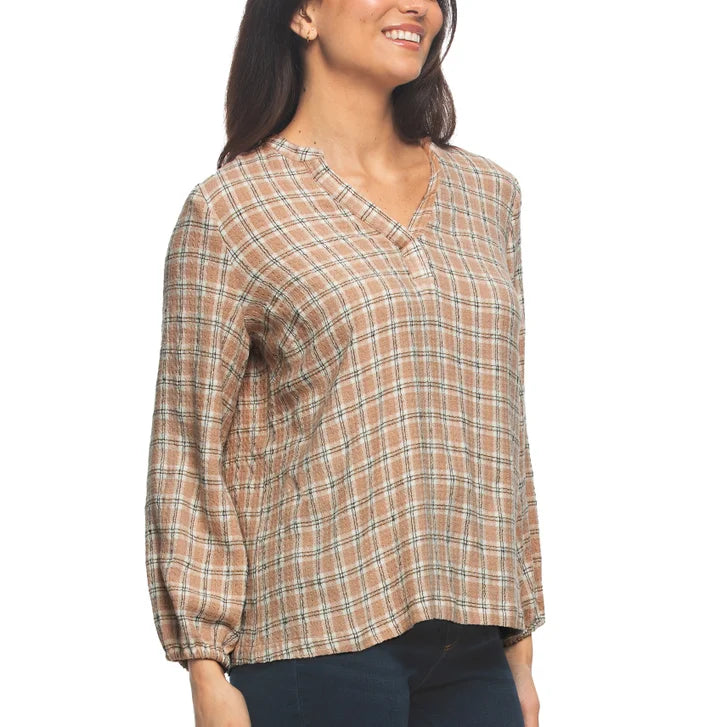 Felina Women's Lurex Plaid Top