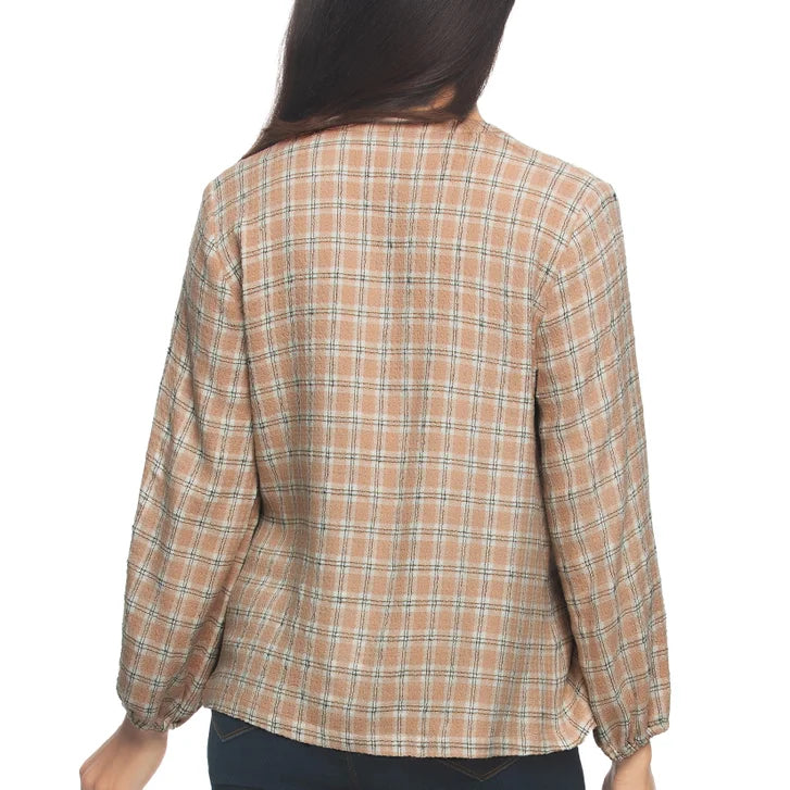 Felina Women's Lurex Plaid Top