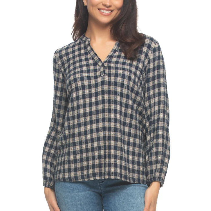 Felina Women's Lurex Plaid Top