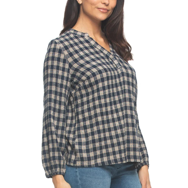 Felina Women's Lurex Plaid Top