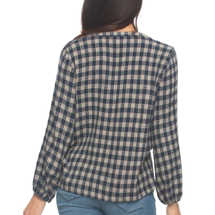 Felina Women's Lurex Plaid Top