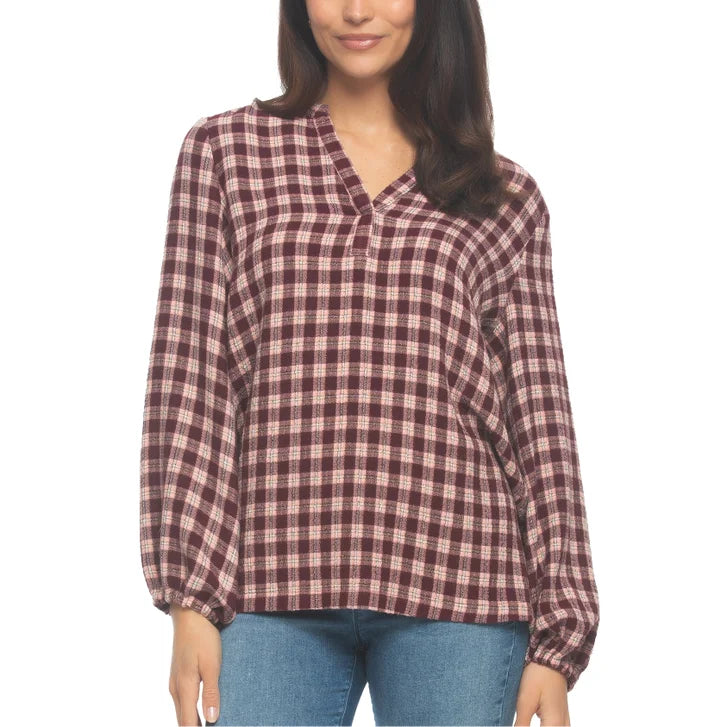 Felina Women's Lurex Plaid Top