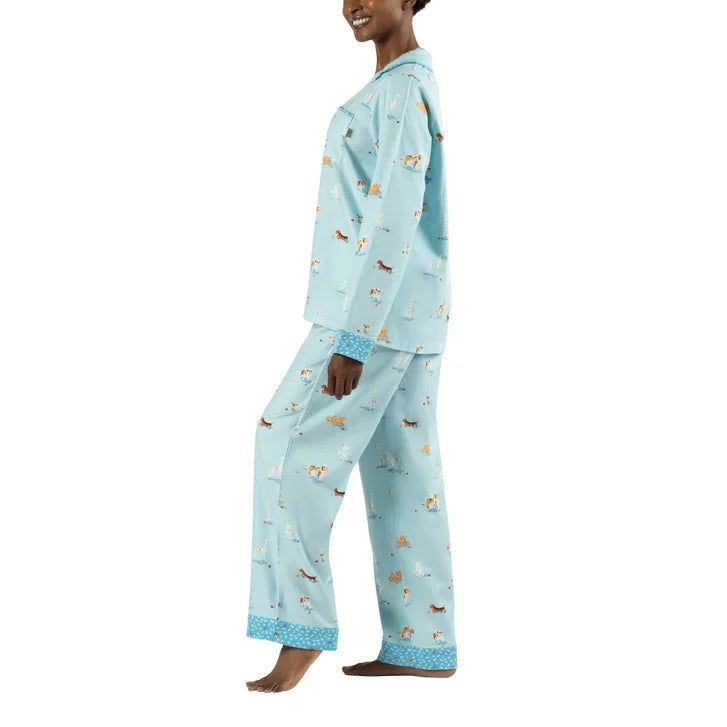 Munki Munki Women's Flannel Notch Collar Pajama Set