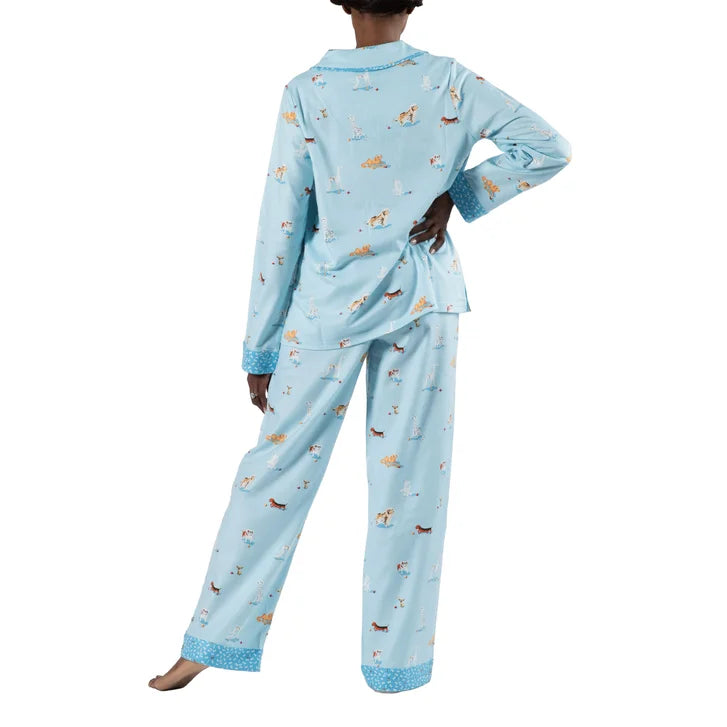 Munki Munki Women's Flannel Notch Collar Pajama Set