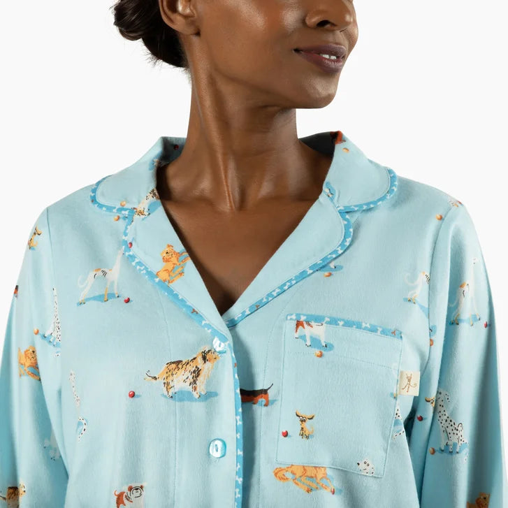 Munki Munki Women's Flannel Notch Collar Pajama Set